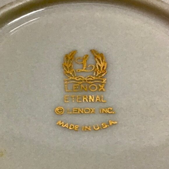 8pc LENOX 'Eternal' Elegant Bone China Teacup & Saucer Set Cream w/Gold Trim - Picture 8 of 8